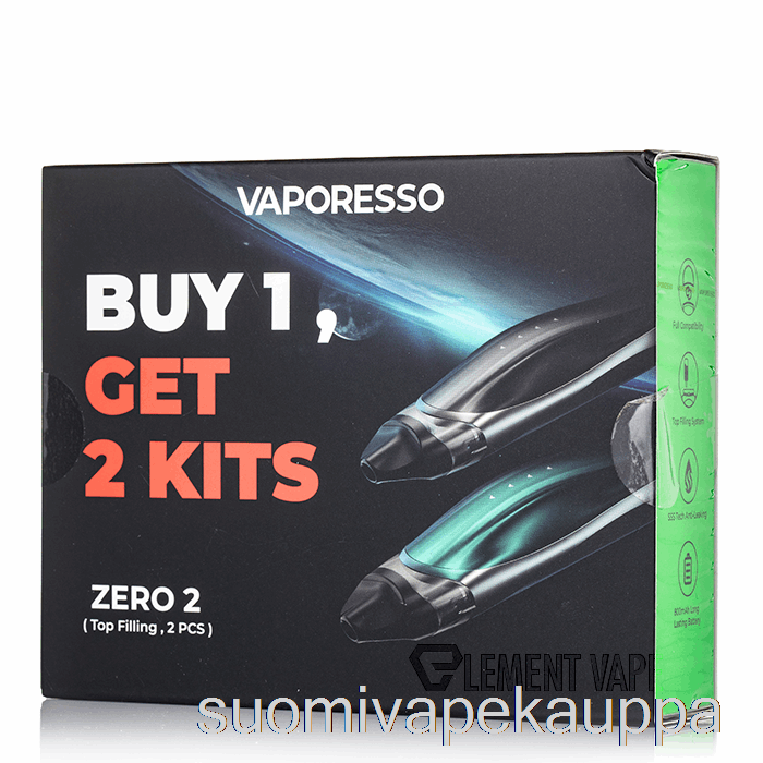 Vape Netistä Vaporesso Zero 2 Pod System 2-pack Promootio Musta + Musta Vihreä